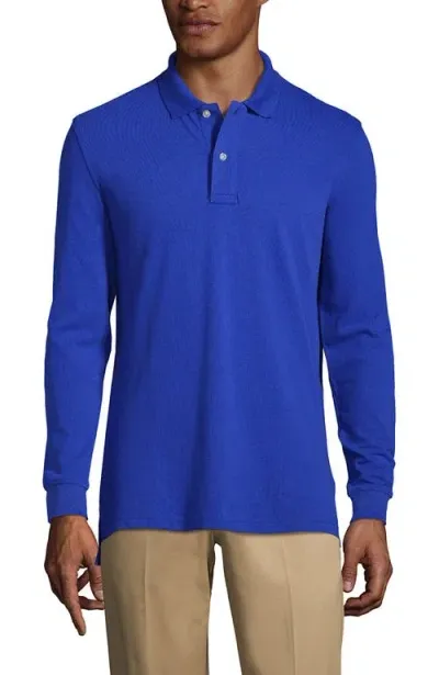 Lands' End School Uniform Young  Long Sleeve Mesh Polo Shirt In Cobalt