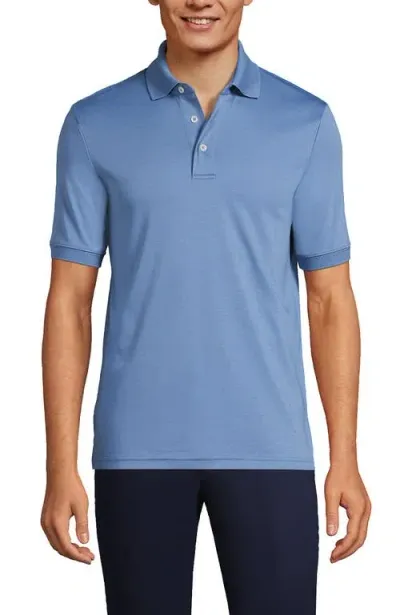 Lands' End Short Sleeve Cotton Supima Polo Shirt In Muted Blue