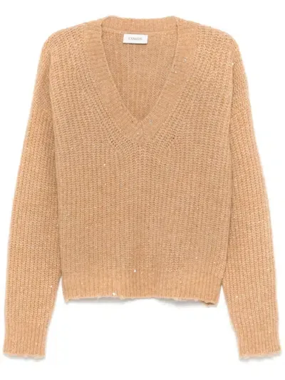 Laneus Sequined Sweater In Nude