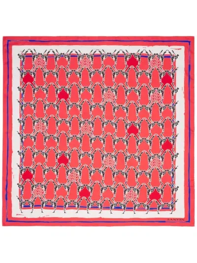 Lanvin Abstract-print Silk Scarf In Red