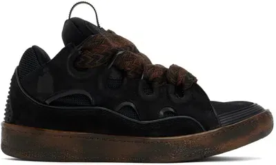 Lanvin Black Leather Curb Sneakers