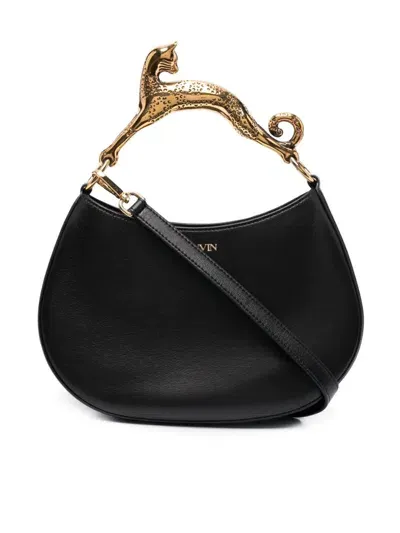 Lanvin Hobo Cat Bag In Calfskin Leather In Black