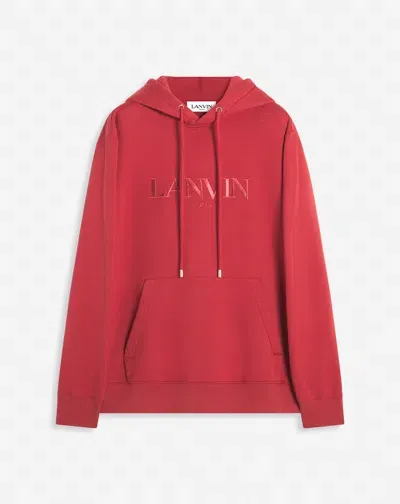 Lanvin Paris Embroidered Loose-fitting Hoodie In Turkish Red