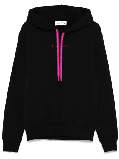 Lanvin Oversized Curb Laces Hoodie In Black