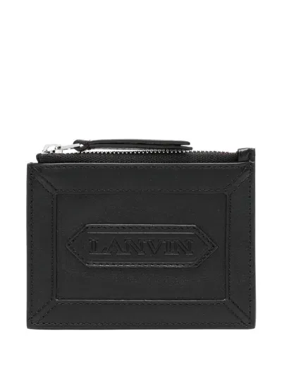 Lanvin Zipped Card Holder With  Label Accessories In Black