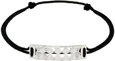 Le Gramme Black Pyramid Guilloche Cord 'le 5g' Bracelet