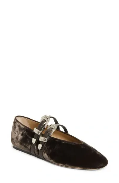 Le Monde Beryl Claudia Western Buckle Ballet Flat In Tortora Sable/brown