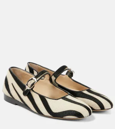 Le Monde Beryl Zebra-print Calf Hair Mary Jane Flats In Multicoloured