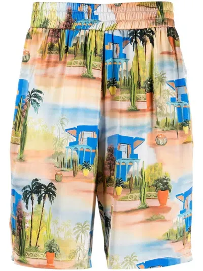 Les Benjamins Tropical-print Silk Shorts In Multicolour