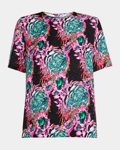 Libertine Acid Trip Short-sleeve Silk Blouse In Mulpnk