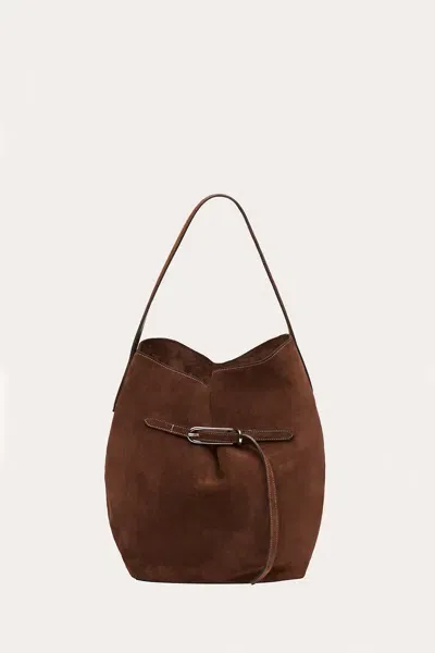 Little Liffner Belted Bucket Bag Large Dark Brown Suede