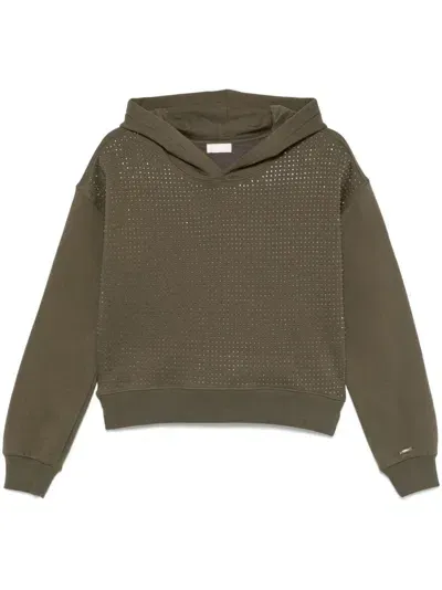 Liu •jo Rhinestone-embellished Hoodie In Green