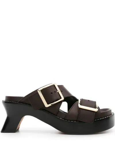 Loewe Ease Leather Sandals In Brown