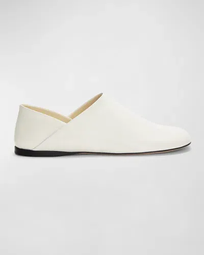 Loewe Toy Leather Slipper Loafers In White