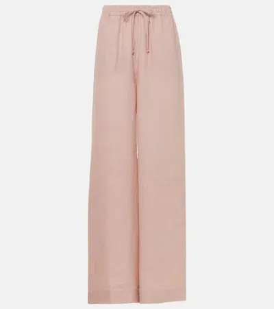 Loro Piana Graysen Linen Wide-leg Pants In Pink