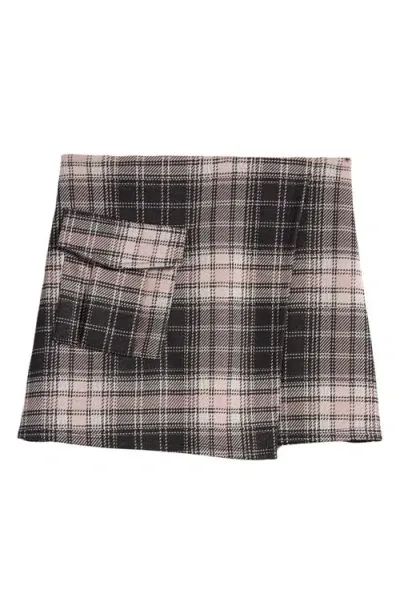 Love, Fire Kids' Plaid Skort In Black Pink Plaid