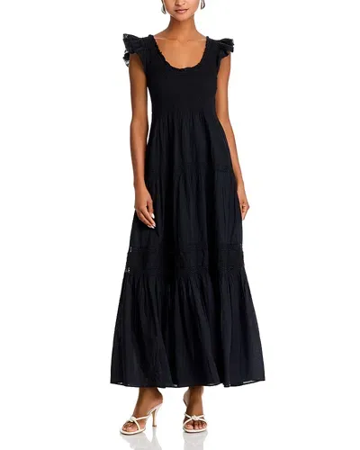 Loveshackfancy Chessie Lace Trim Dress In Black