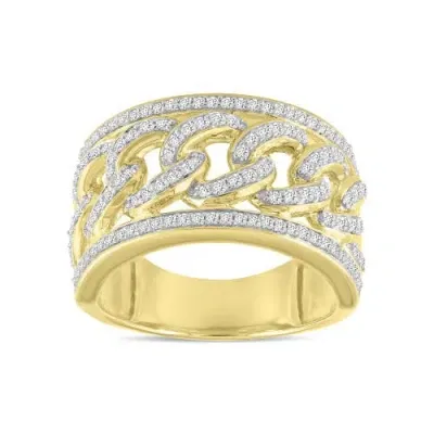 Luvmyjewelry Cubalux Unisex Diamond Band Ring In 10k Yellow Gold