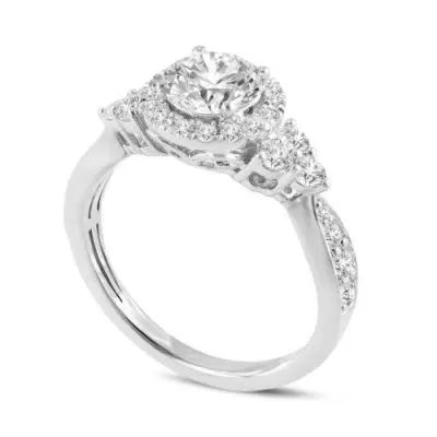 Luvmyjewelry Mirabelle 14k White Gold Round Cut Lab Grown Diamond Halo Engagement Ring