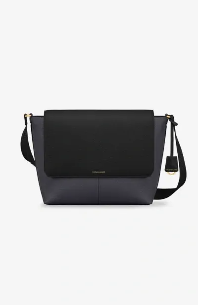 Maison De Sabre Leather Flaire Messenger Bag In Graphite Caviar