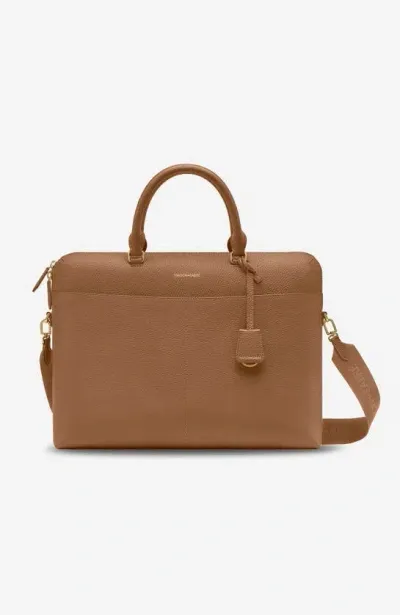 Maison De Sabre Leather Laptop Bag In Sandstone Brown