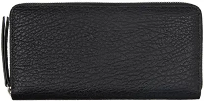 Maison Margiela Black Four Stitches Zip-around Wallet In T8013 Black