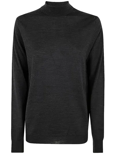 Maison Margiela Long-sleeved Crewneck Jumper In Grey