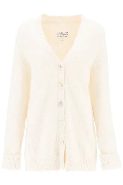 Maison Margiela Pilling Effect Knit Cardigan In White