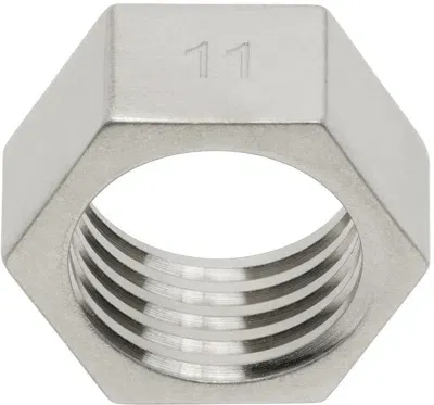 Maison Margiela Silver Bolt & Nut Ring In 951 Palladio Buratta