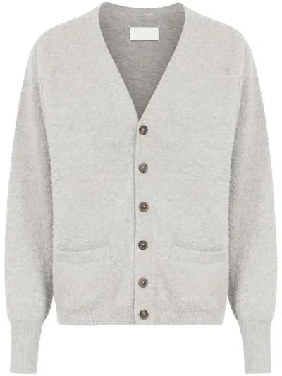 Maison Margiela V-neck Cashmere-blend Cardigan In Grey