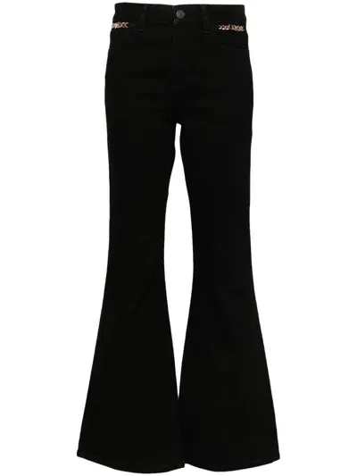 Maje Chain-link Detail Flared Jeans In Black