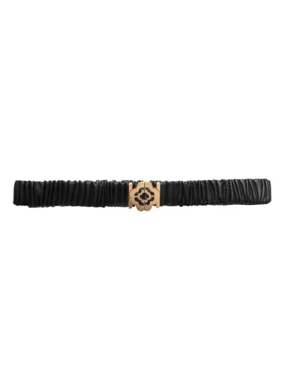 Maje Logo-plaque Belt In Noir / Gris