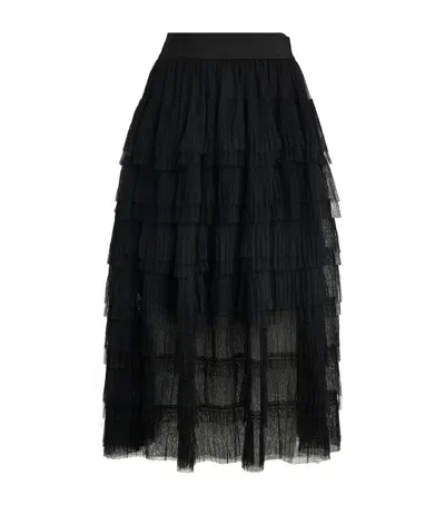 Maje Semi-sheer Midi Skirt In Black