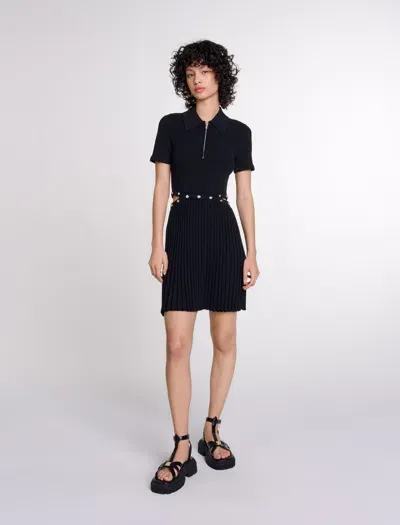 Maje Short Knit Dress In Black