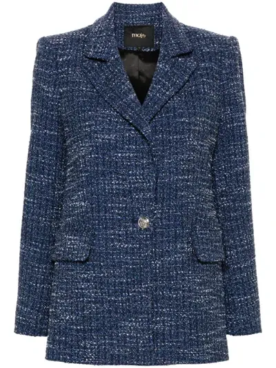 Maje Klassischer Tweed-blazer In Blue