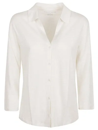 Majestic 3/4 Sleeve Viscose Shirt In Beige