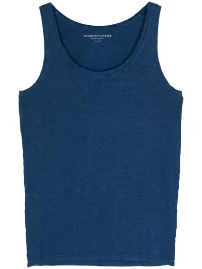 Majestic Linen Tank Top In Blue