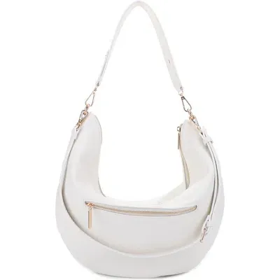 Mali + Lili Megan Recycled Vegan Leather Hobo Sling Bag In White