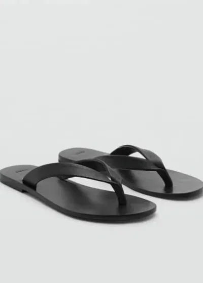 Mango Leather Straps Sandals Black