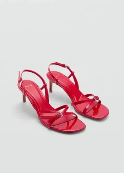 Mango Heeled Sandals With Strap And Buckle Red