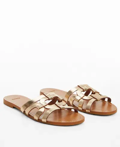 Mango Leather Straps Sandals Gold