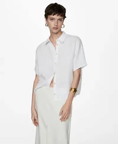 Mango Women's Linen 100% Shirt In White