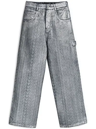 Marc Jacobs Mid-rise Monogram Oversized Jeans In Silver