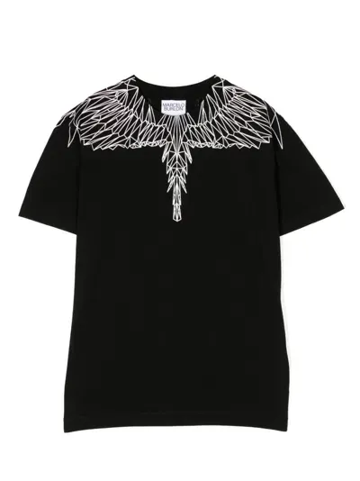 Marcelo Burlon County Of Milan Kids' Wings Cotton T-shirt In Black