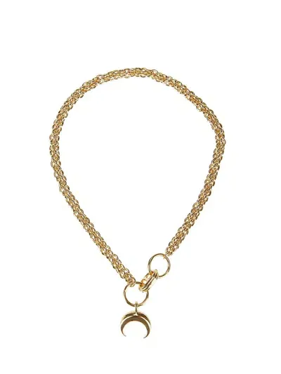 Marine Serre Moon Charm Braided Chain Necklace In Gold