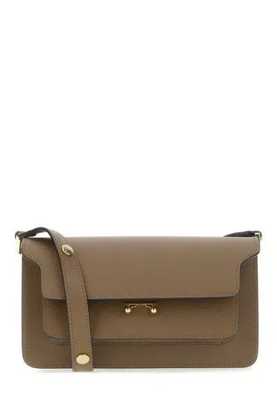 Marni New Trunk Foldover Top Shoulder Bag In Brown