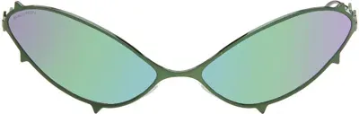 Maustein Green Metal Spike Sunglasses In Green/green Revo