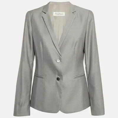 Pre-owned Max Mara Grey Wool Single Breasted Blazer M