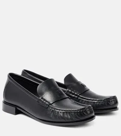 Max Mara Leather Loafers In Black