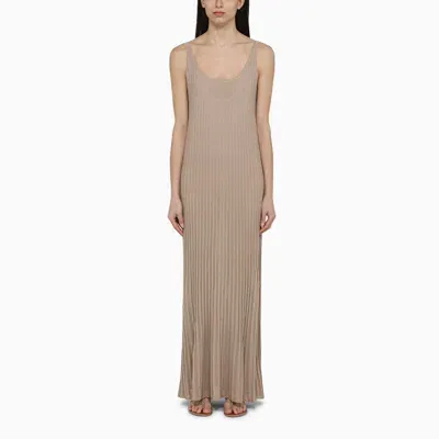 Max Mara Light Yellow Long Dress With Lurex In Viscose